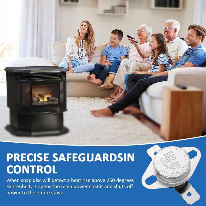 WKZO SRV230-0900 High Limit Switch for Quadra-Fire Classic Bay 1200i & CB1200 Pellet Stoves Snap Disc #2 Safety Sensor Thermodisc,Snap Disc Switch High Temp Limit 200°F, Auto-Reset - Image 5